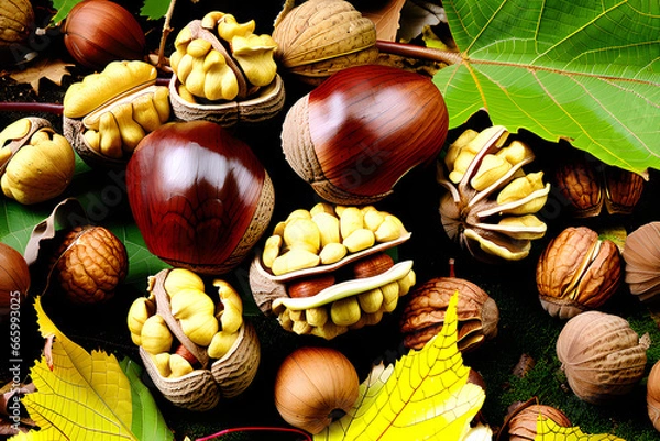 Obraz chestnuts and walnuts