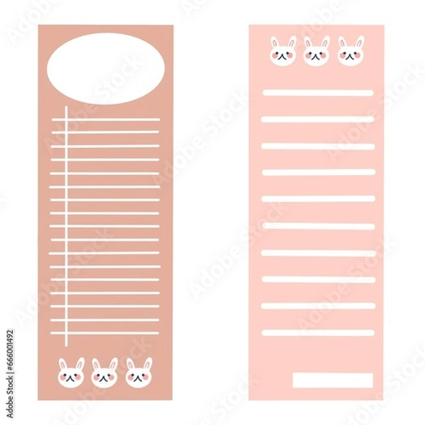 Fototapeta a set of rabbit sheets for notes, reminders and ideas.  You can use it at school, at university and at work.	