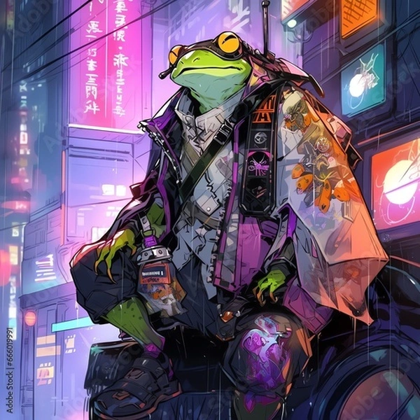 Fototapeta サイバーパンク風　カエル | Generative AI