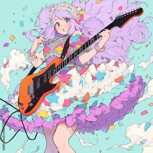 Fototapeta 楽器を弾く女の子 | Generative AI