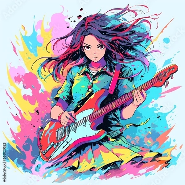 Fototapeta 楽器を弾く女の子 | Generative AI