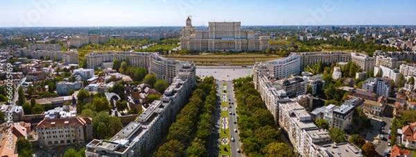 Fototapeta Aerial architectural view at Bucharest on a sunny day!