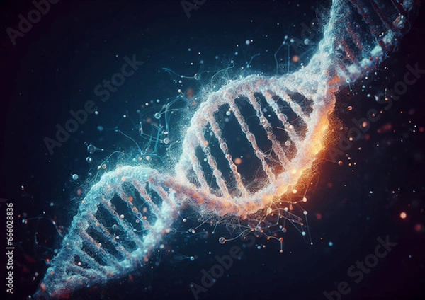 Fototapeta DNA strand damaged by radiation causing mutation