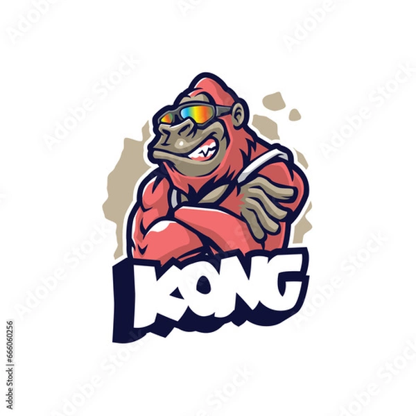 Obraz Kong mascot logo design with modern illustration concept style for badge, emblem and t shirt printing. Smart gorilla illustration.