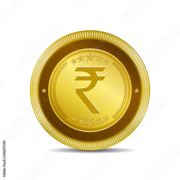 Fototapeta Rupee Currency Sign Circular Vector Gold Web Icon Button