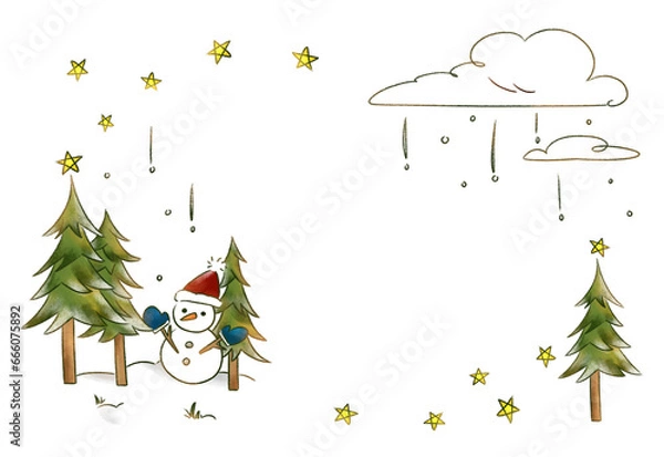 Obraz クリスマスツリーと星のフレーム