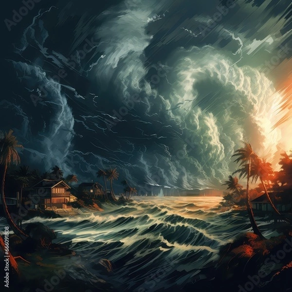 Obraz Tempest's Wrath: Hurricane Illustration