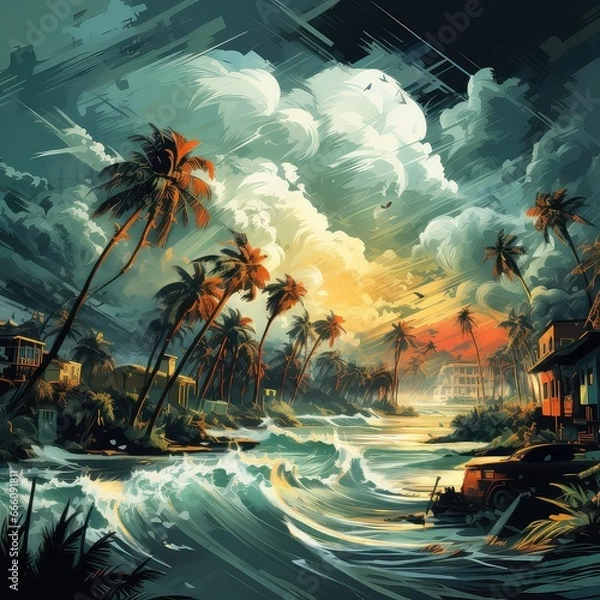 Obraz  Fury Unleashed: Hurricane Illustration