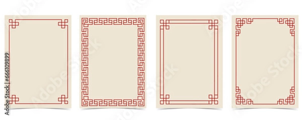 Fototapeta Chinese New Year background with frame,border.Editable vector illustration for postcard,a4 size
