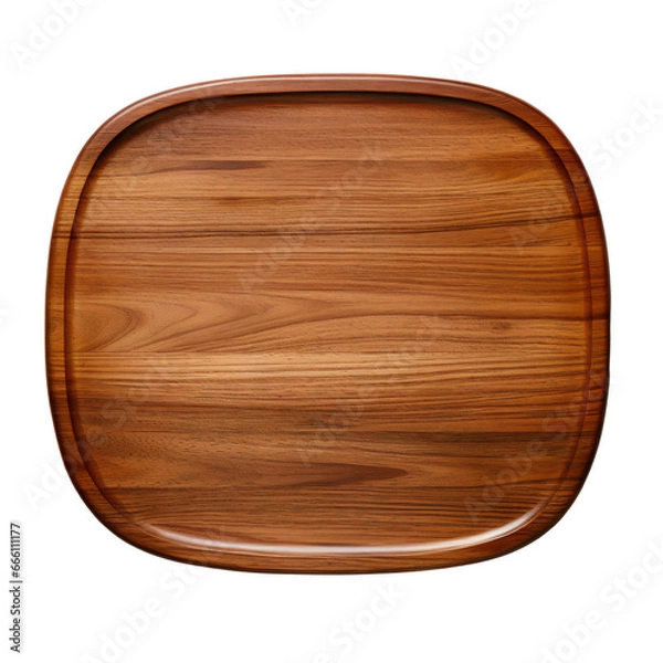 Fototapeta Brown wooden plate isolated on transparent background, Generative AI