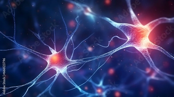 Fototapeta neuron cells with glowing link knots