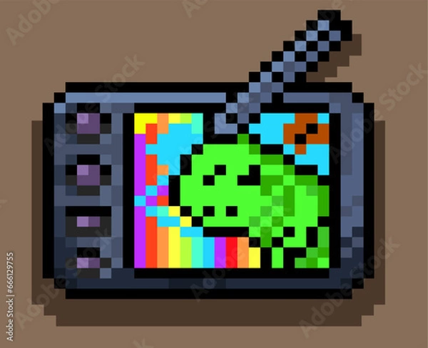 Obraz Pixel art graphics tablet, editable vector, 8-bit pixelated vector,Pixel art designer tool.