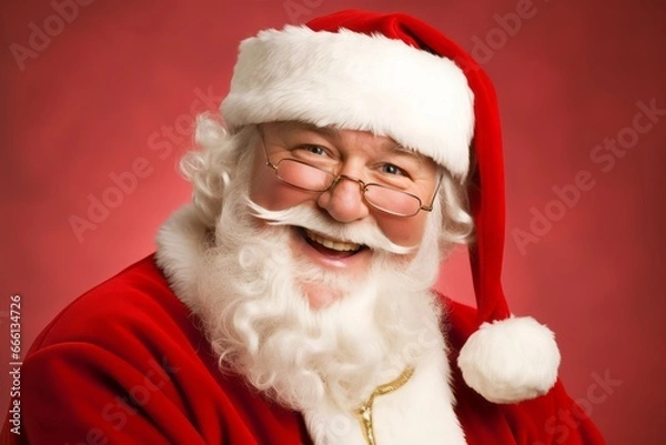 Fototapeta Happy Santa Claus Headshot Photography Generative Illustration