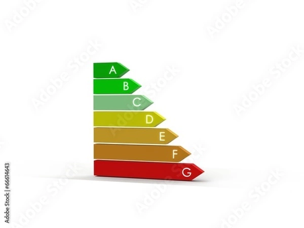 Fototapeta 3d bar graph, energy efficiency concept