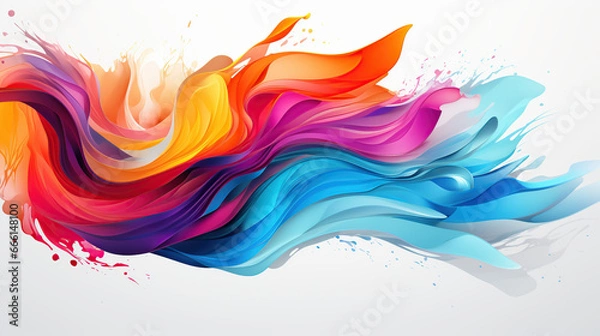 Fototapeta dynamic abstract splash and swirl multicolor graphic symphony on white background