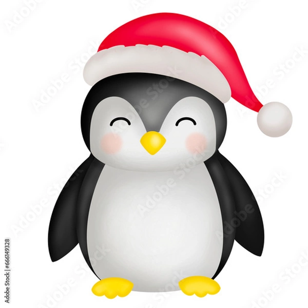 Obraz penguin with santa hat