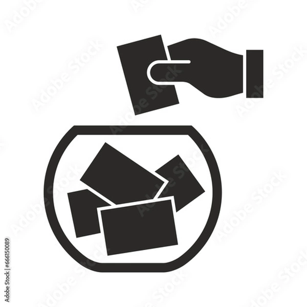 Fototapeta Raffle icon. Choosing random numbered ticket. Prize giveaway. Vector icon isolated on white background.