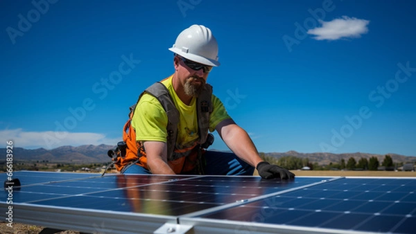 Obraz Solar Technician Installing Solar Panels 