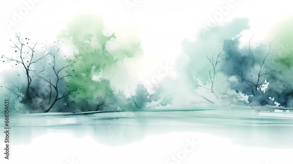 Fototapeta Blue Chinese ink painting graphic poster web page PPT background