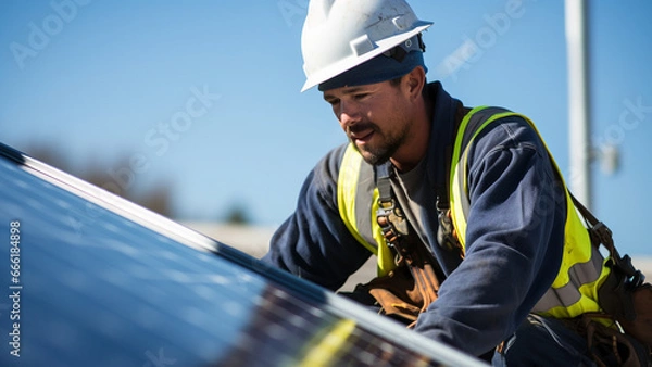 Obraz Solar Technician Installing Solar Panels 