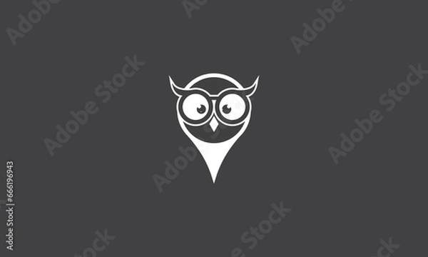 Obraz Simple Modern minimalist Owl Pin Logo icon vector on black background