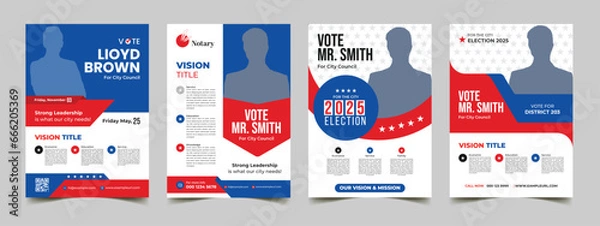 Obraz political election flyer template. editable vote campaign flyer leaflet layout vector premium. 