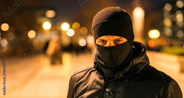 Obraz Ladron y hacker con cara malvada.