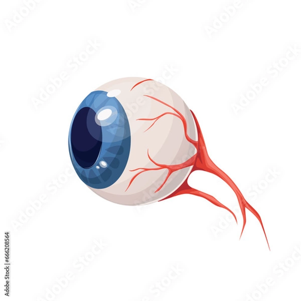 Fototapeta Scary halloween eyeball flat vector illustration. Muscle eyeball icon. Hand drawn illustration of muscle eyeball vector icon for web design