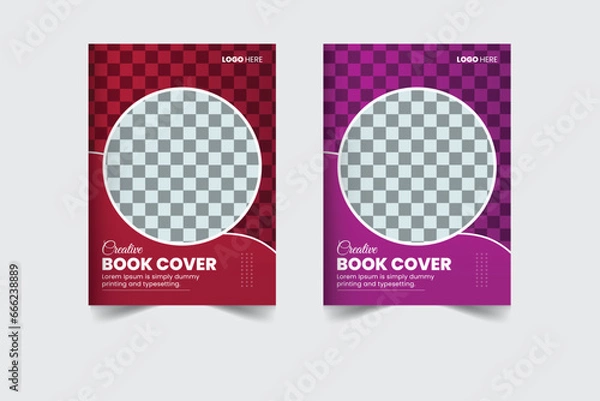 Obraz A bundle of 2 templates of different colors a4 Book cover  template, modern book cover design template, 
abstract book cover and creative design, IT company book cover and editable vector template