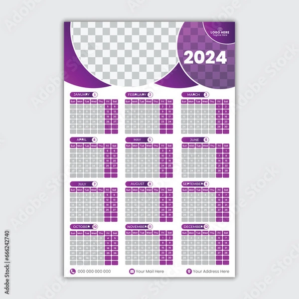 Obraz A bundle of 1 templates of different colors a4 flyer template, modern modern calendar template, 
abstract calendar and creative design, IT company flyer and editable vector template