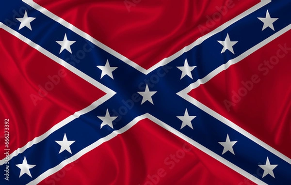 Obraz Confederate battle flag on fabric texture blowing in the wind