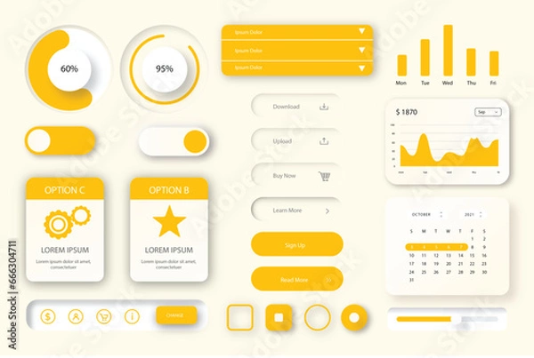 Fototapeta UI kit elements minimal graphics resources for modern user interface design