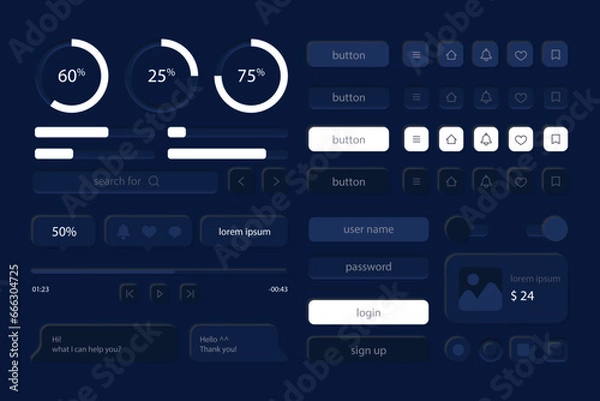 Fototapeta UI kit elements minimal graphics resources for modern user interface design