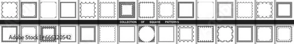 Fototapeta Vintage set of elements. Black and white square elements for decoration and design frames, cards, menus, backgrounds and monograms. Classic patterns. Set of vintage patterns