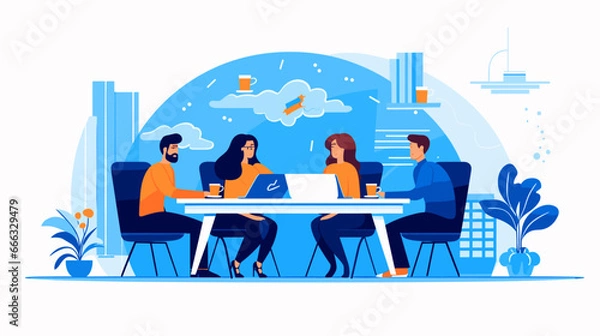 Fototapeta Concept vector illustration of business meeting.