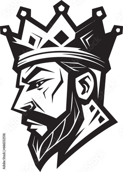 Fototapeta Imperial Magnificence Monochrome Vector Depiction of Majestic Power Kingly Gaze Black Vector Tribute to the Monarchs Splendor