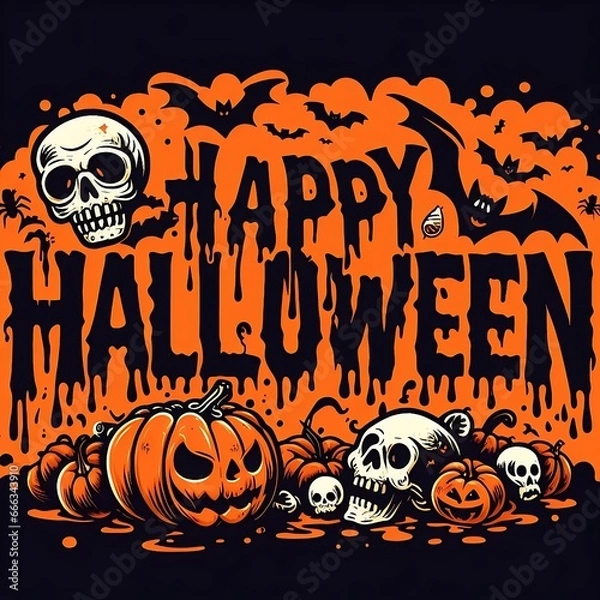 Fototapeta Happy Halloween with pumpkin background design