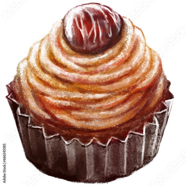 Fototapeta マロングラッセと絞り出し渋皮クリームが乗ったモンブラン