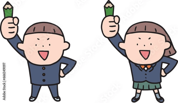 Obraz 鉛筆を持った生徒