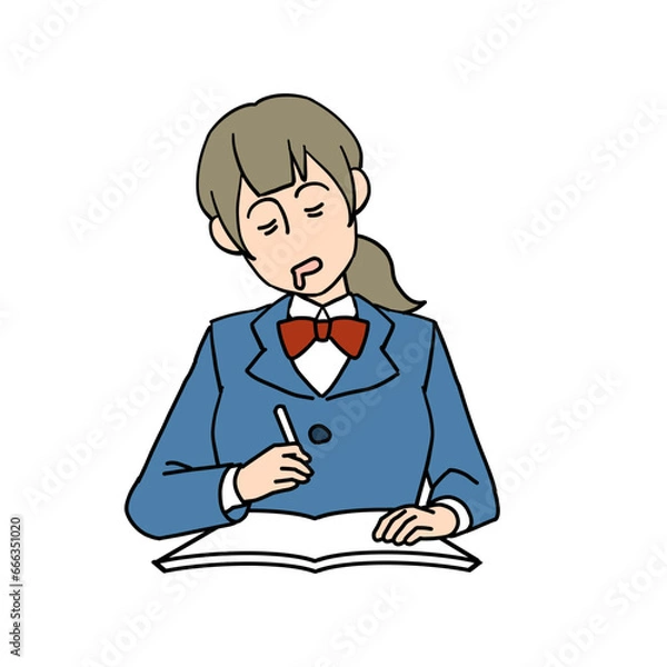 Fototapeta ウトウトする女子学生