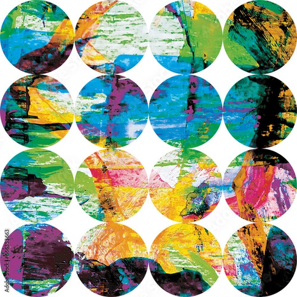 Fototapeta Decorative background with circles of abstract painting texture.