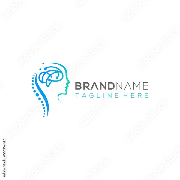 Fototapeta Creative Modern brain and spine logo design template