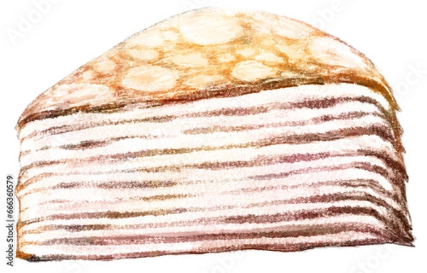 Fototapeta リアルタッチなミル・クレープのイラスト