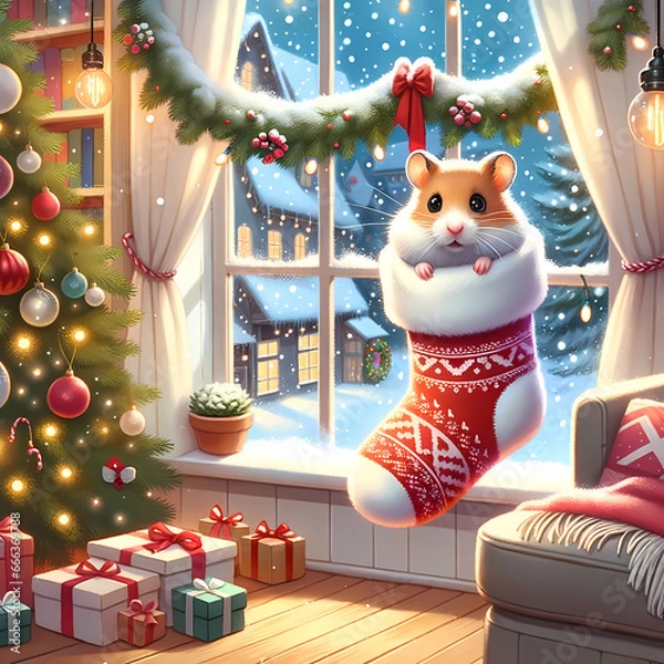 Obraz Christmas hamster