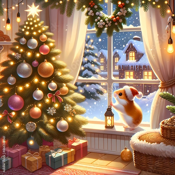 Obraz Christmas hamster