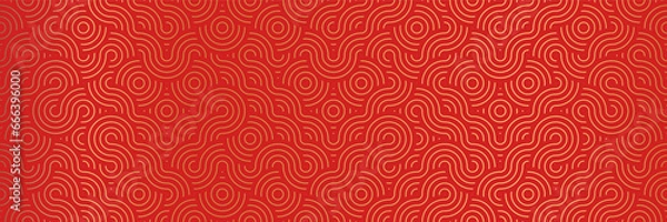 Obraz Chinese Lunar New Year Seamless Pattern. 2024 Red Dragon Silhouette in Elegant Oriental Asian Background Design.