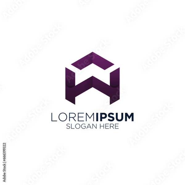 Obraz letter M and H logo design