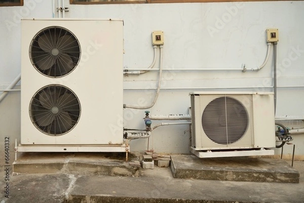 Fototapeta Old air conditioner compressor