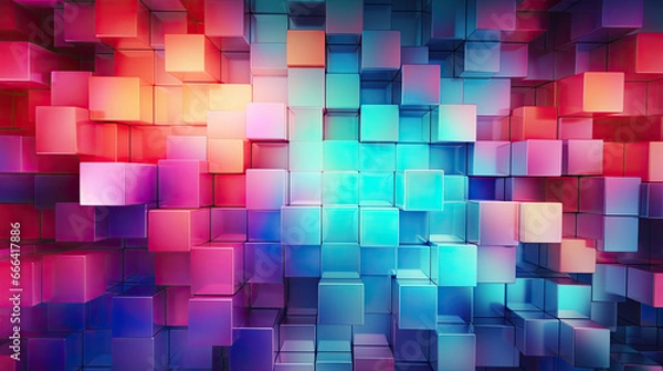 Fototapeta Texture background with random 3d multicolored cubic metal boxes