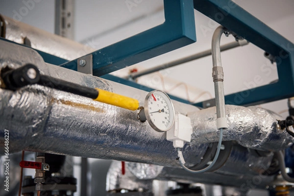 Obraz Pressure Gauge Close-Up in heating room